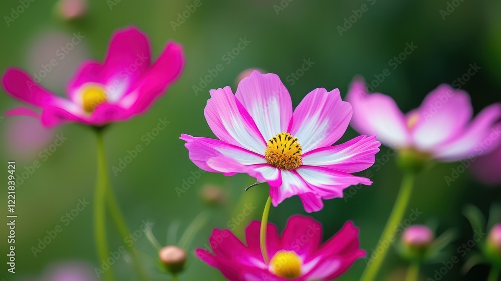 Vibrant pink flowers in bloom, showcasing delicate petals against a soft, green background Perfect for spring themes Vibrant pink flowers in bloom, showcasing delicate petals against a soft, green background Perfect for spring themes