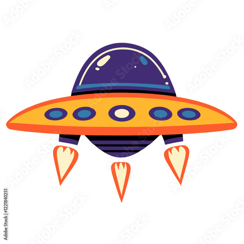 Alien spaceship illustration style transportation vector photo