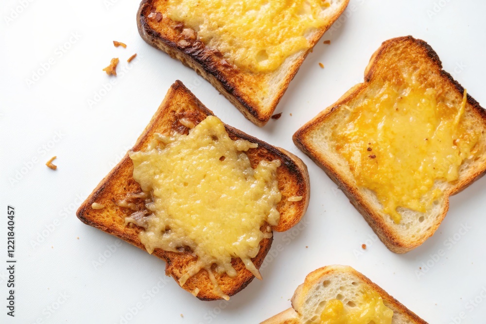 Deliciously Toasted Cheese Slices on a Crisp White Background for Culinary Inspiration Deliciously Toasted Cheese Slices on a Crisp White Background for Culinary Inspiration