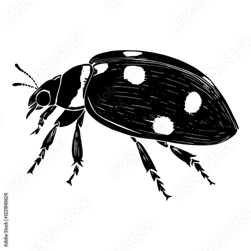 Ladybug wood block print insect white invertebrate vector