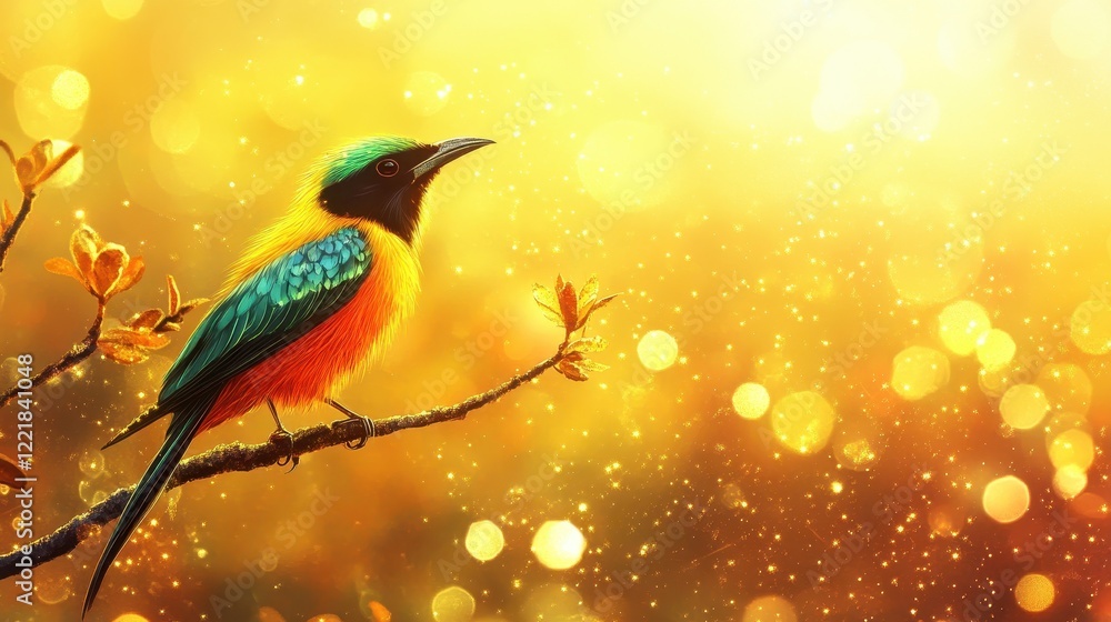 Golden Sunrise Bird Perched On Branch Golden Sunrise Bird Perched On Branch