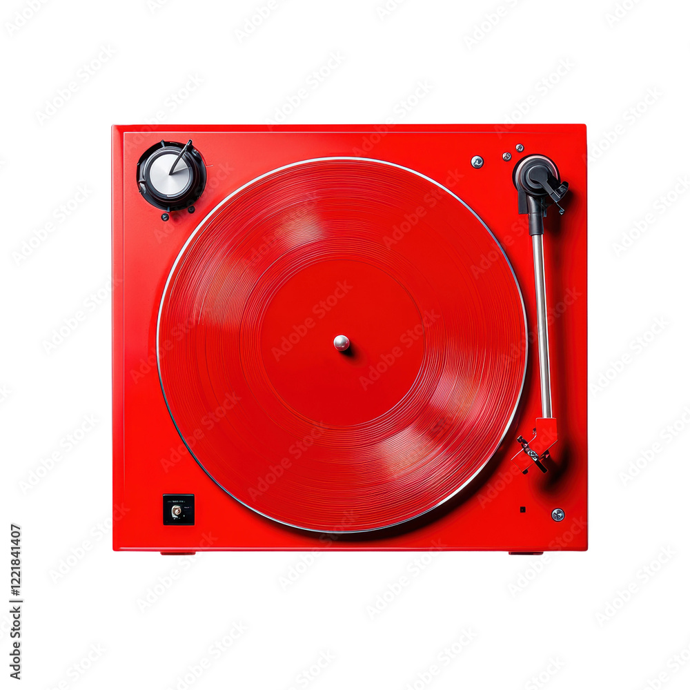 Fototapeta premium Sleek Modern Retro Record Player Isolated on Pure Background