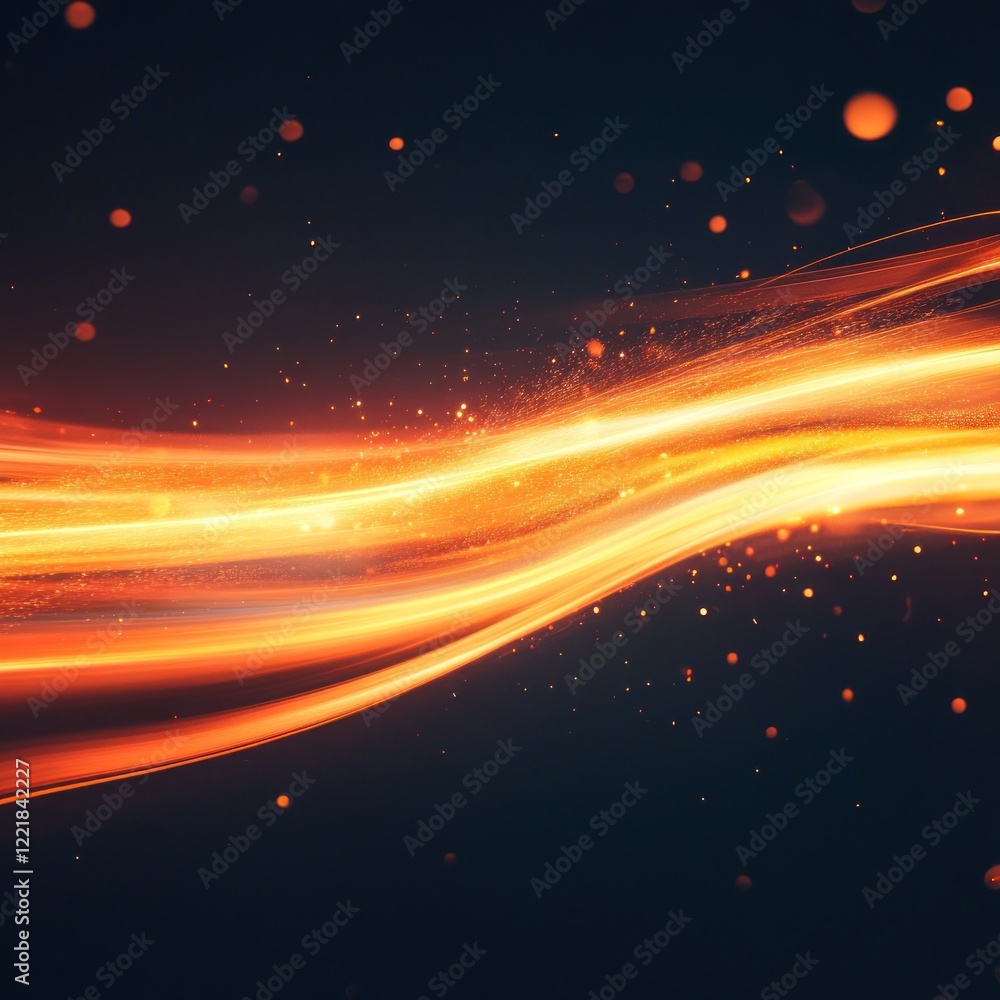 Obraz premium Abstract Fiery Wave: A Digital Art of Glowing Energy