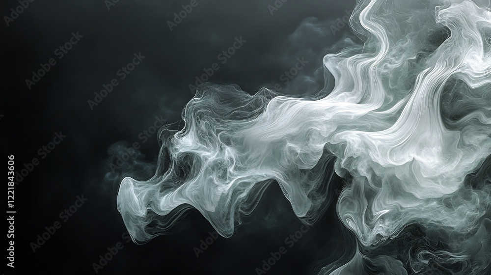 Fototapeta premium Abstract Swirling Smoke Dark Background. AI Generated