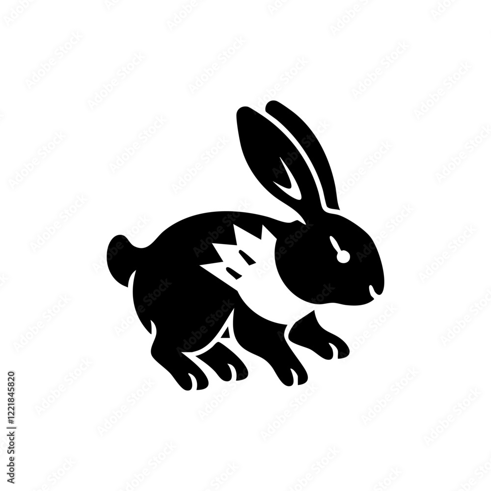 Minimalist Rabbit Silhouette with Bold Artistic Design Minimalist Rabbit Silhouette with Bold Artistic Design