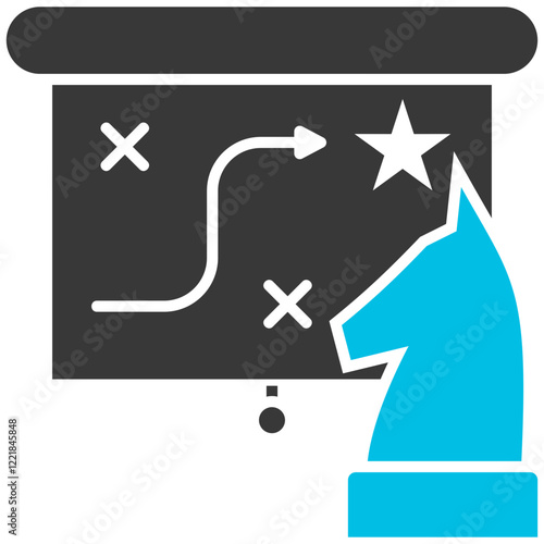 Strategy Glyph Blue Grey Icon