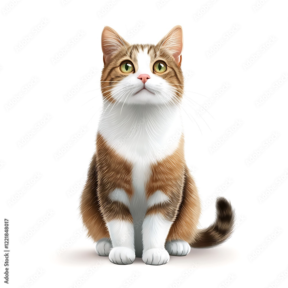 Obraz premium Adorable Cat Looking Up with Curious Expression