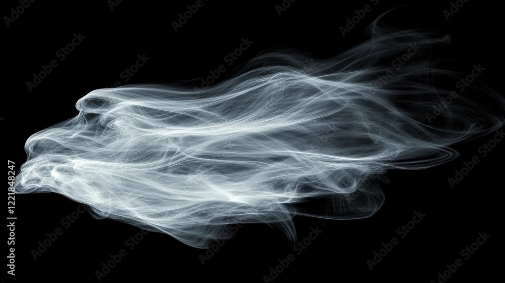Ethereal Smoke Flowing Gracefully Against a Solid Black Background Ethereal Smoke Flowing Gracefully Against a Solid Black Background