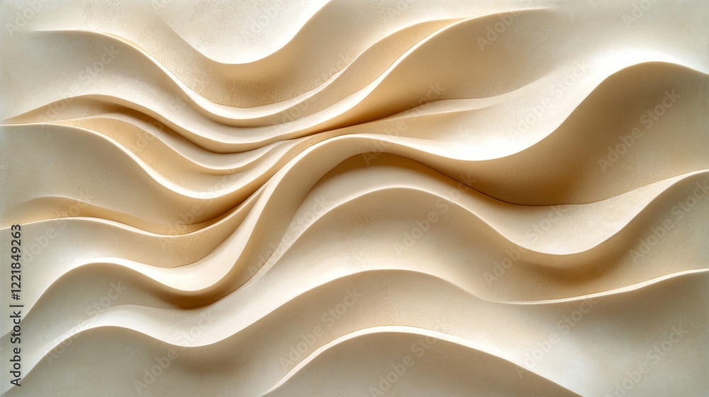 Obraz premium Abstract Beige Wave Pattern Wall Sculpture