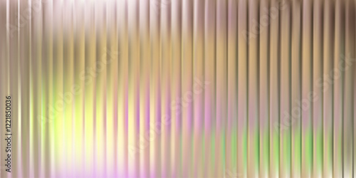 Glass pattern background, ice texture effect. Holograph metal reed abstract line gradient. Ribbed 3d flute ripple striations, golden light corrugated transparent wall window. Frosty iridescent reflect