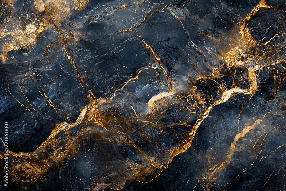 Fototapeta premium Elegant dark marble texture with golden veins, suitable for backgrounds, wallpapers, and design projects