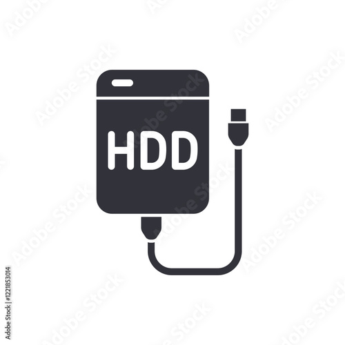 External hard disk solid icons, minimalist vector illustration ,simple transparent graphic element .Isolated on white background