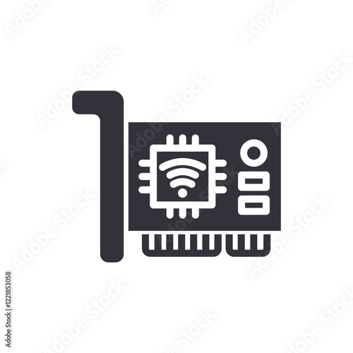 Network card solid icons, minimalist vector illustration ,simple transparent graphic element .Isolated on white background