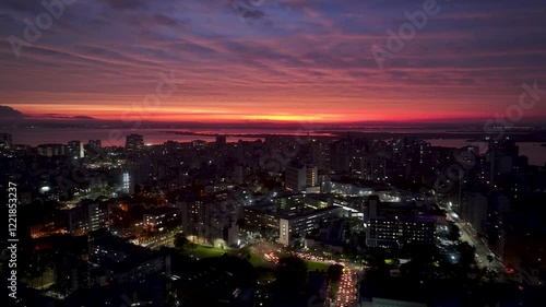 Wallpaper Mural Sunset Skyline At Porto Alegre In Rio Grande Do Sul Brazil. Sunset Landscape. Downtown District. Highrise Buildings City Skyline. Sunset Skyline At Porto Alegre In Rio Grande Do Sul Brazil. Torontodigital.ca
