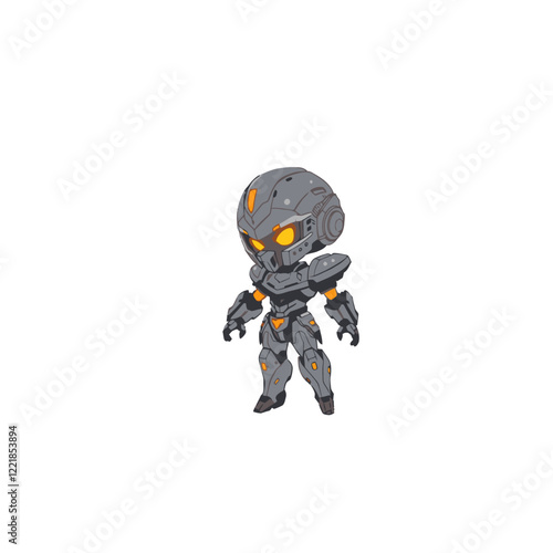 Exaggerated Proportions Robotic Warrior with Spiked Shoulders