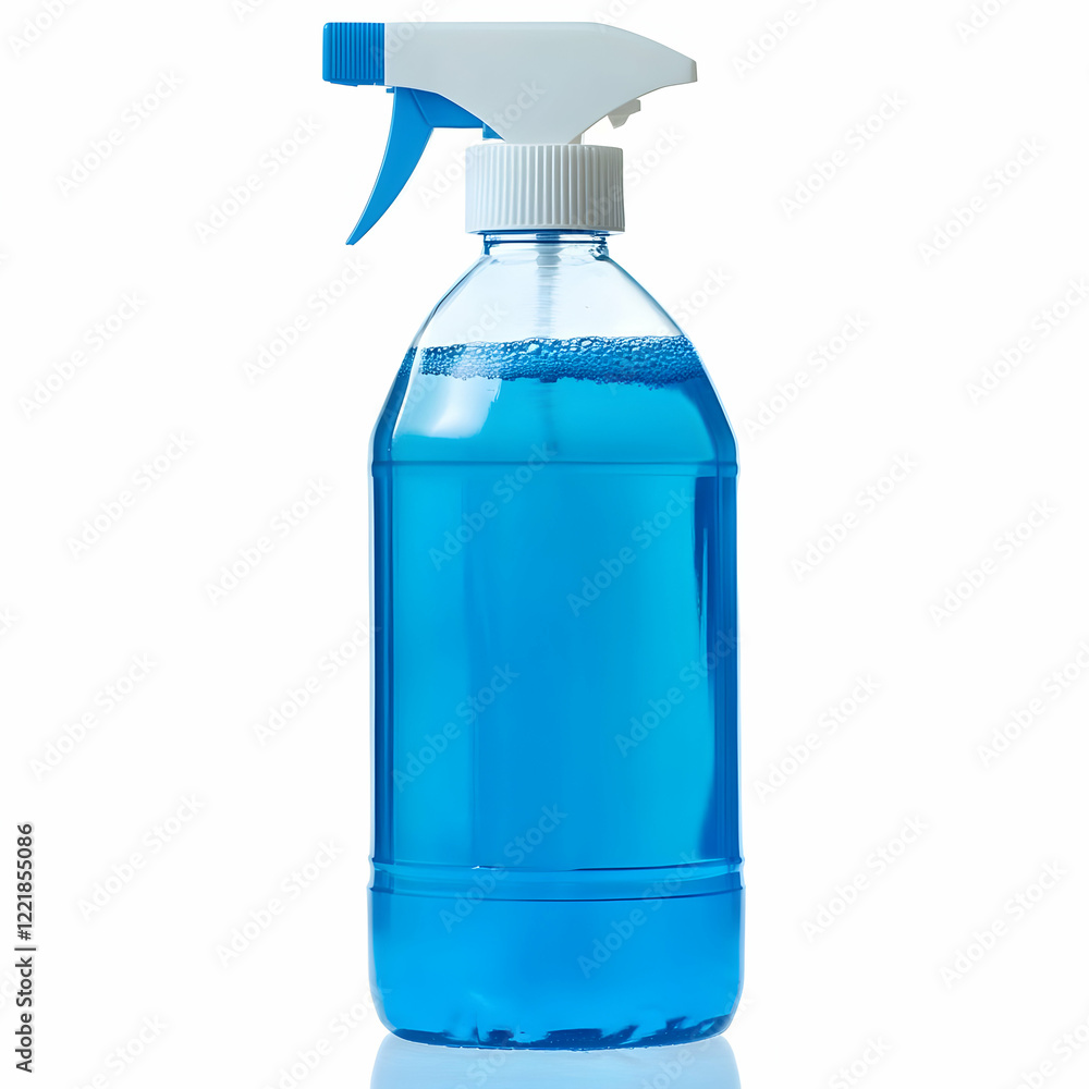 Blue cleaning spray bottle on white background Blue cleaning spray bottle on white background