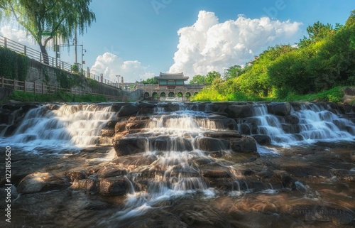 Banghwasuryujeong Pavilion and Hwahongmun gate at Suwon, Republic of Korea
