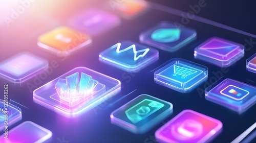 Wallpaper Mural neon app interface, futuristic ui design - neon and glowing effects Torontodigital.ca