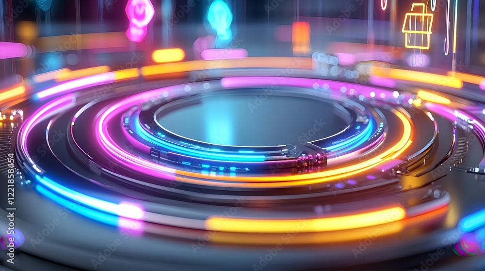 neon circle abstract tech background - abstract backgrounds neon circle abstract tech background - abstract backgrounds