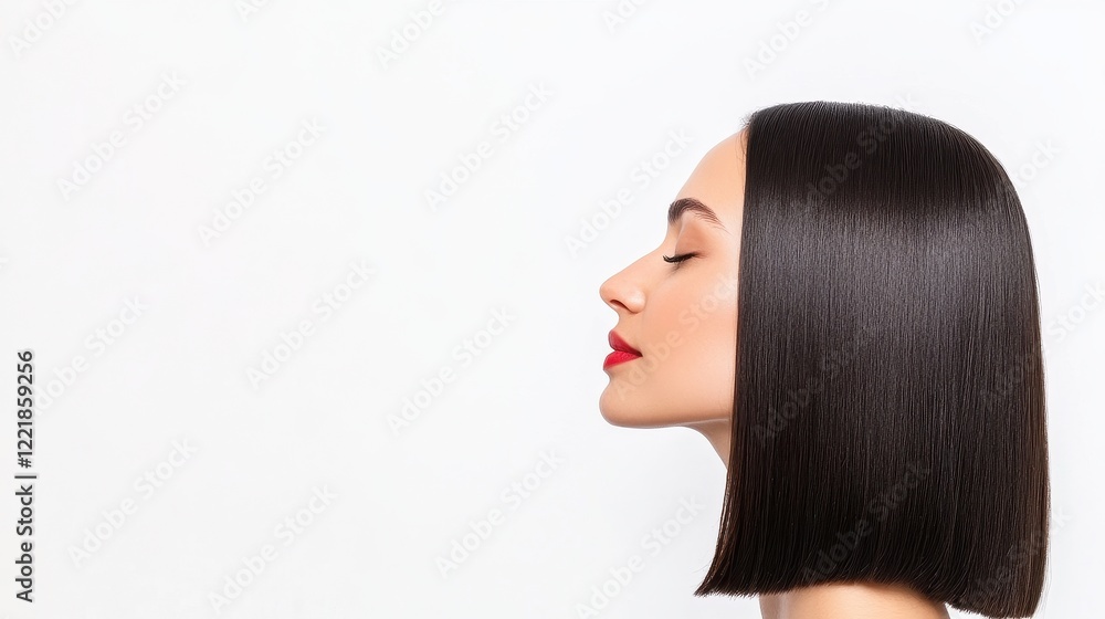 Elegant Profile of Woman with Sleek Hair and Bold Lip Color Elegant Profile of Woman with Sleek Hair and Bold Lip Color