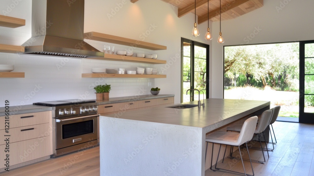 Modern Kitchen with Concrete Island Modern Kitchen with Concrete Island