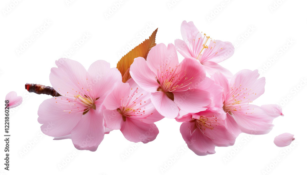 Pink Cherry Blossom Branch with Delicate Flowers Pink Cherry Blossom Branch with Delicate Flowers