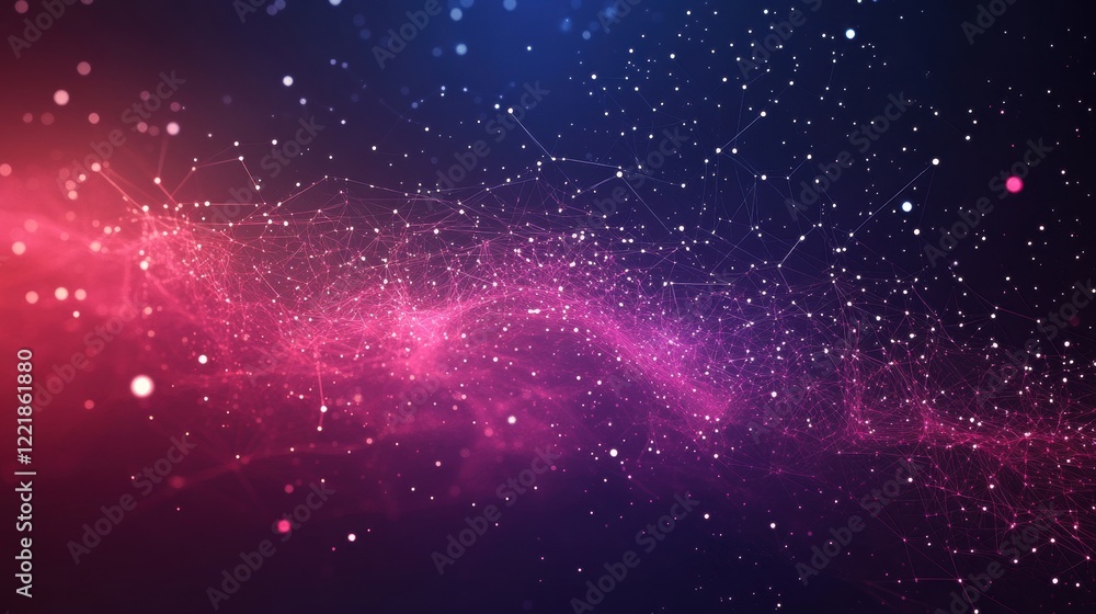 Fototapeta premium A vibrant cosmic scene featuring swirling particles and a gradient of pink and blue hues, evoking the depths of space and celestial beauty.