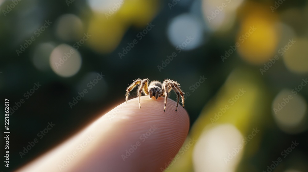 Obraz premium Tiny Spider on a Fingertip