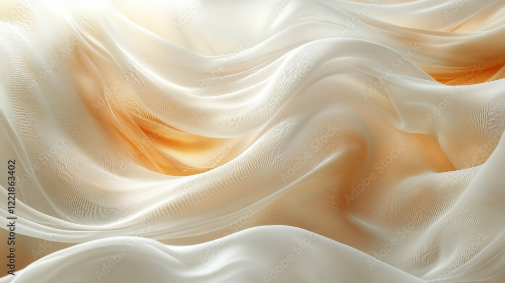 Fototapeta premium Elegant Draped Fabric in Soft Hues of White and Beige