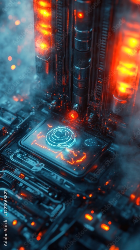 Glowing Futuristic Digital Circuit Board with Colorful Lights and Patterns Abstract 3D of Advanced Technology Cyber and High Tech Concept Glowing Futuristic Digital Circuit Board with Colorful Lights and Patterns Abstract 3D of Advanced Technology Cyber and High Tech Concept