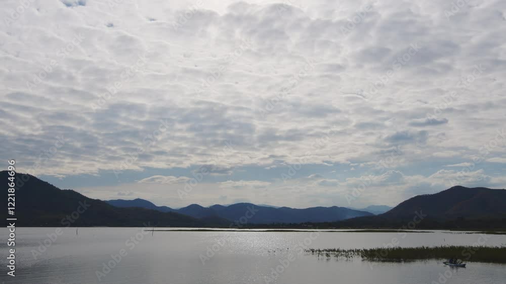 Serene landscape of calm lake reflecting clouds, surrounded by majestic mountains under tranquil sky, showcasing beauty of nature and water. Timelapse Cloud Landscape 4K Serene landscape of calm lake reflecting clouds, surrounded by majestic mountains under tranquil sky, showcasing beauty of nature and water. Timelapse Cloud Landscape 4K