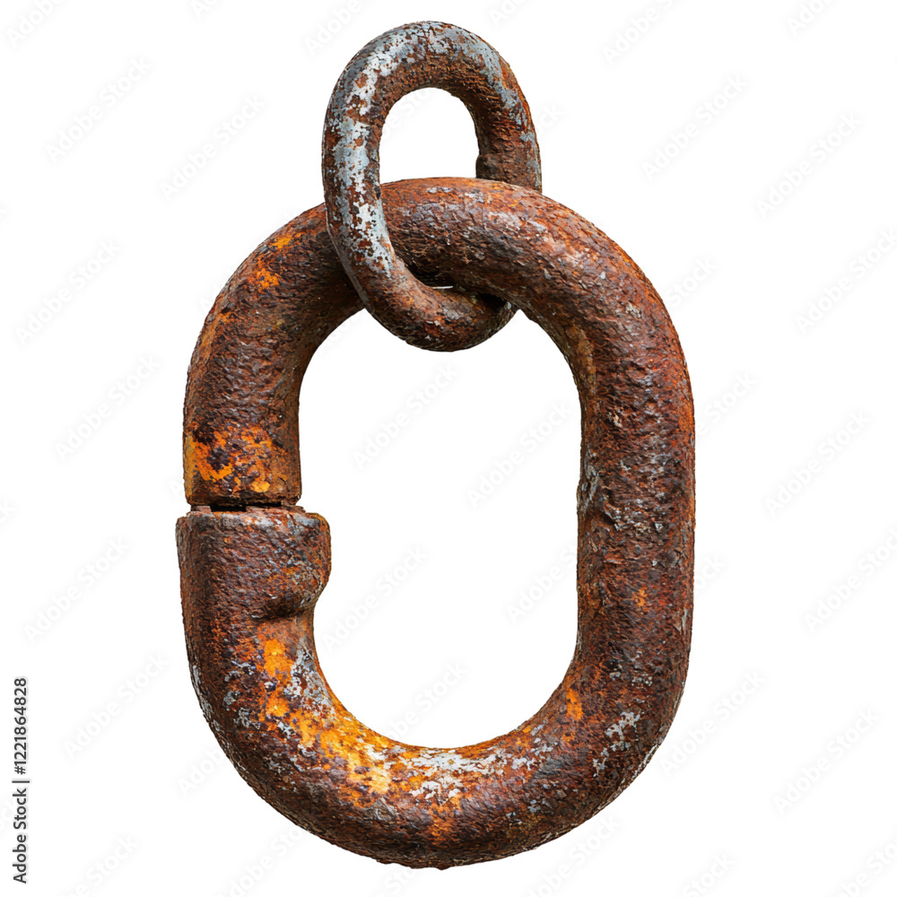 Rusty Metal Chain Link with Weathered Texture and Colors Rusty Metal Chain Link with Weathered Texture and Colors