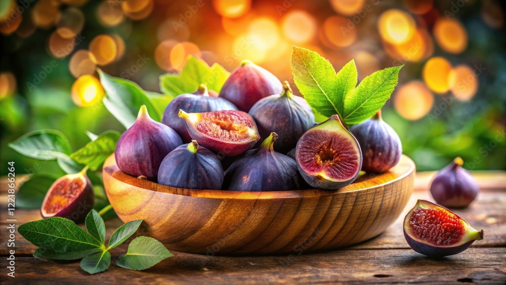 Bokeh Photography: Figs and Leaves in Wooden Bowl - Stunning Food Photography Bokeh Photography: Figs and Leaves in Wooden Bowl - Stunning Food Photography