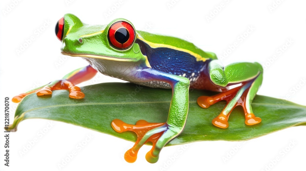 Fototapeta premium Red-Eyed Tree Frog on a Leaf