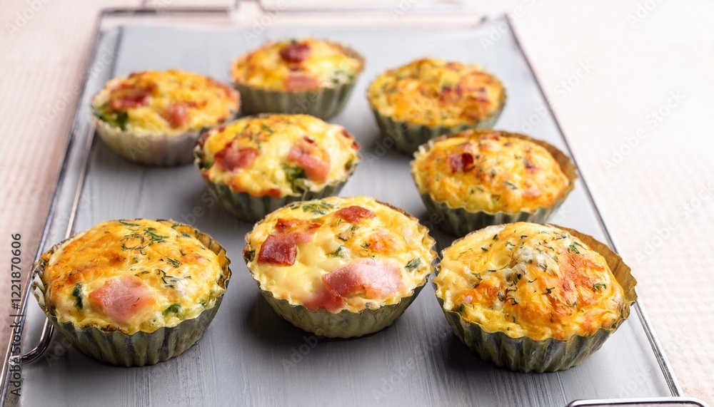 Savory baked egg muffins, perfect for breakfast. Savory baked egg muffins, perfect for breakfast.