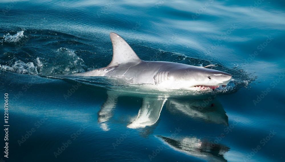 Fototapeta premium Great white shark swimming in the ocean