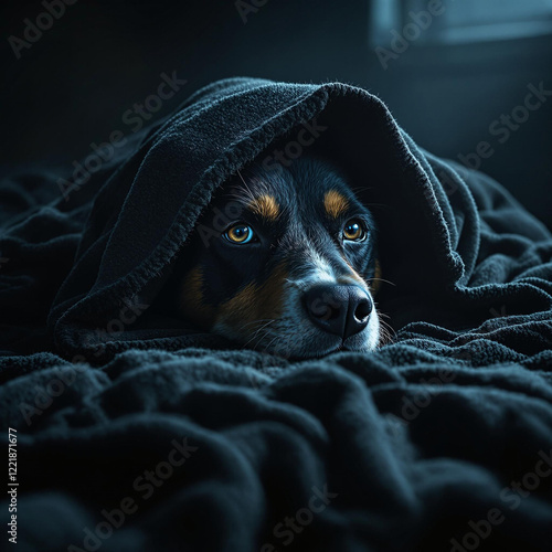 Dogs under blanket photo