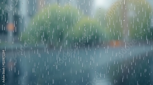 Abstract background depicting a wet rainy scene with a smooth gradient transition seamless color blending, showcasing drizzling rain and reflective surfaces.
