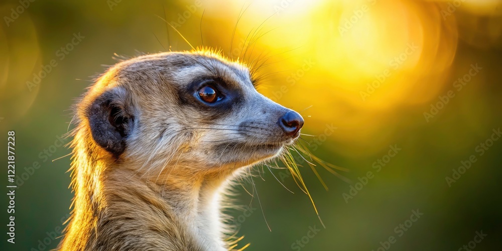 Fototapeta premium Minimalist Meerkat Portrait: Wildlife Photography, African Savannah, Animal Headshot, Nature Closeup