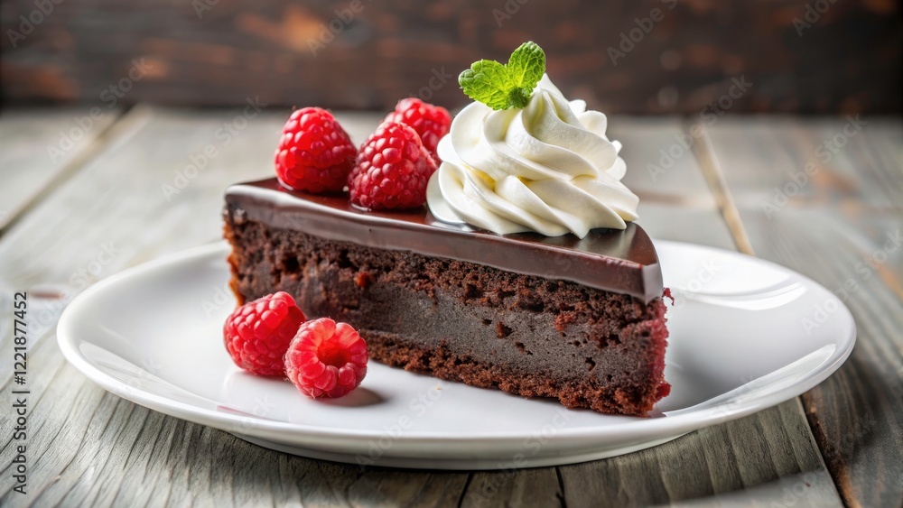 Minimalist Raspberry Chocolate Cake Photography - Delicious Dessert Image Minimalist Raspberry Chocolate Cake Photography - Delicious Dessert Image