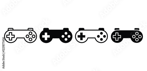 joystick gamepad icon symbol sign vector design black white color simple flat illustration sets