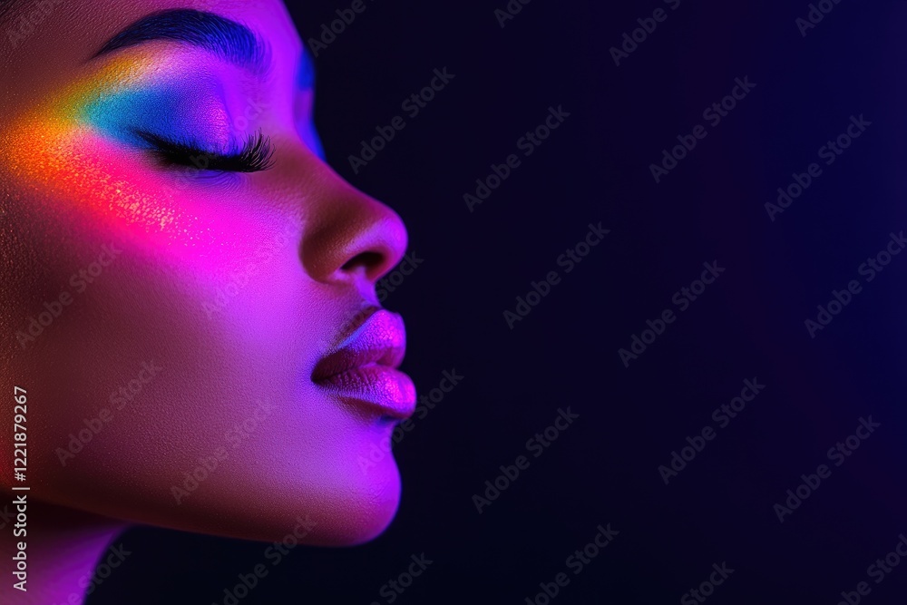 Vibrant Rainbow Hues on Dark Skin: A Portrait of Beauty Vibrant Rainbow Hues on Dark Skin: A Portrait of Beauty