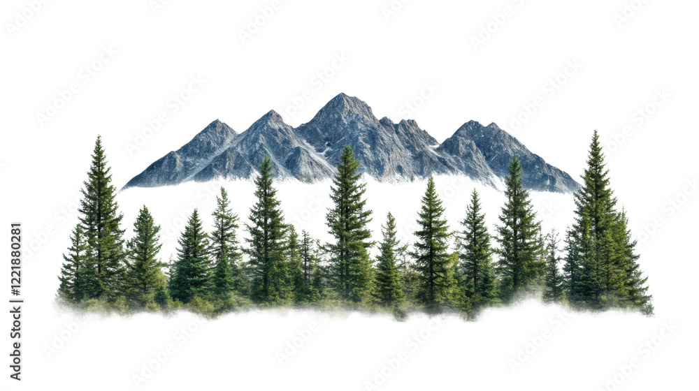 Fototapeta premium Mountain landscape on transparent background