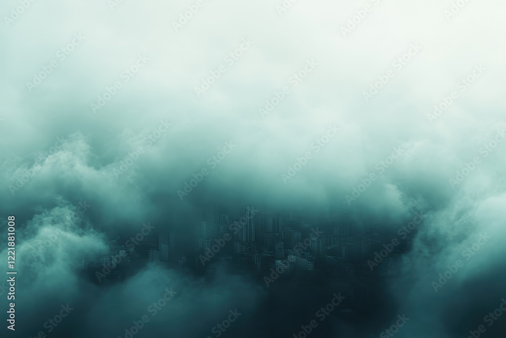 Cityscape Obscured By Dense Foggy Clouds Cityscape Obscured By Dense Foggy Clouds