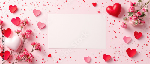 Beautiful hearts and flowers banner card