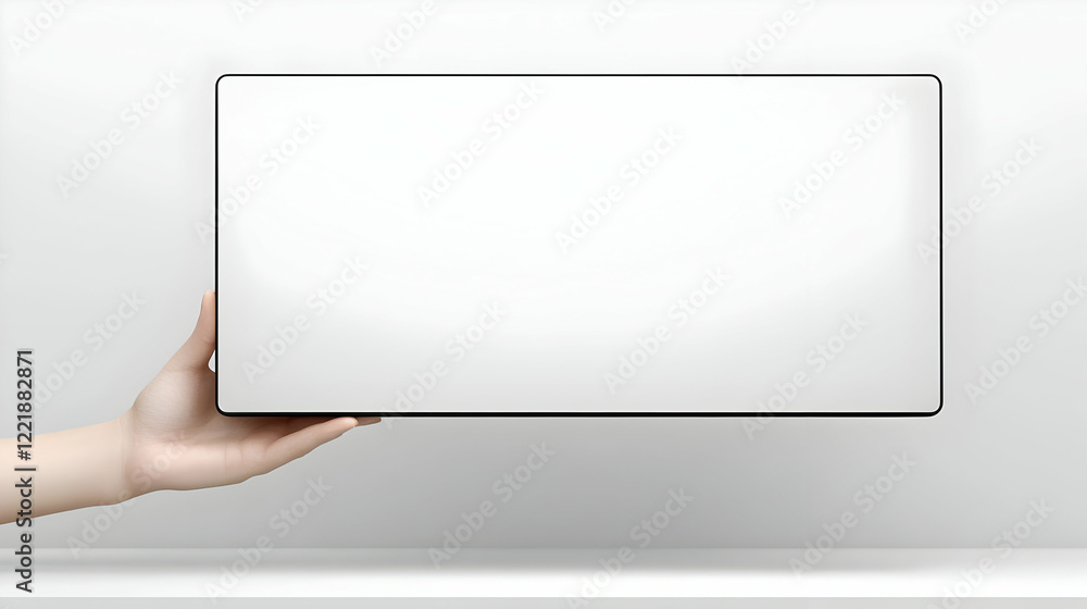 Hand Holding Blank Tablet Illustration Hand Holding Blank Tablet Illustration