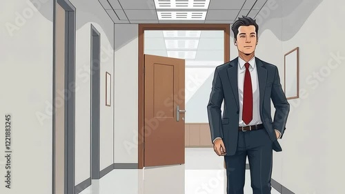 Wallpaper Mural Businessman walking down a modern office hallway Torontodigital.ca