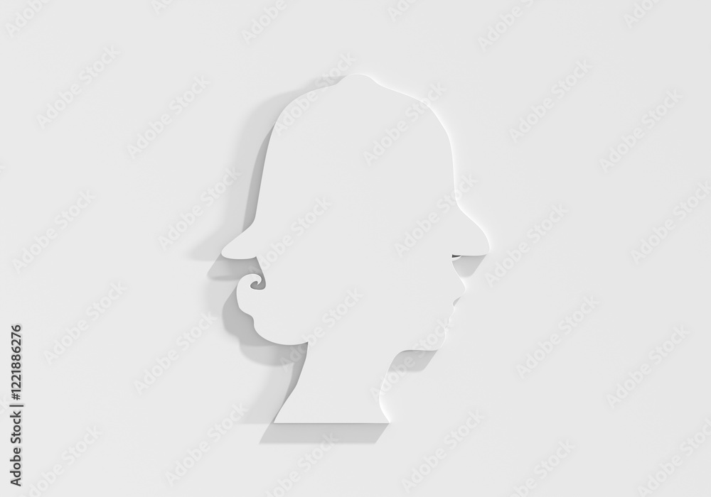 Metropolitan policewoman face side view icon. Elegant silhouettes of a female head. Avatar profile sign. 3D render Metropolitan policewoman face side view icon. Elegant silhouettes of a female head. Avatar profile sign. 3D render