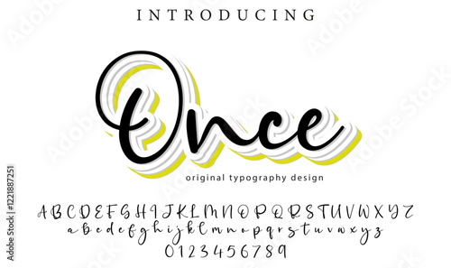 Once Font Stylish brush painted an uppercase vector letters, alphabet, typeface