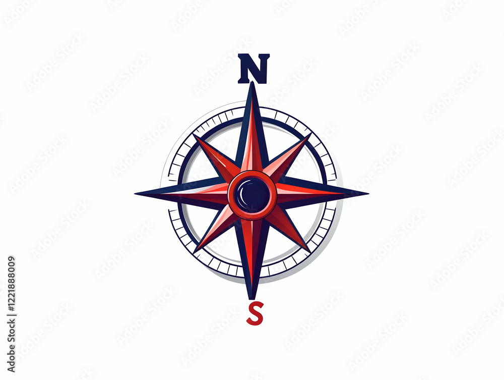 Red Compass Rose Illustration Red Compass Rose Illustration